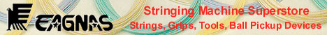 Eagnas, stringing machine warehouse, stringing tools, strings, tennis trainers, grips, badminton racquets